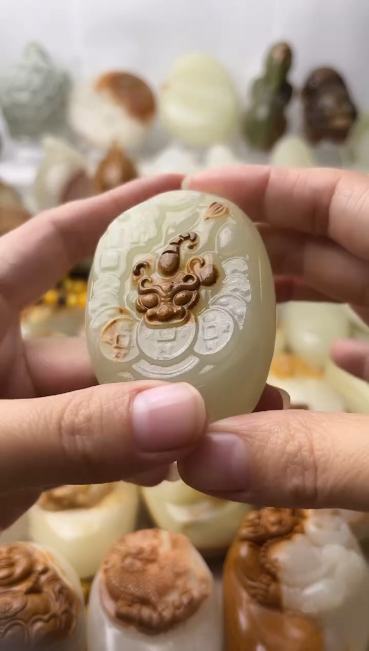 石材古青石棉纹正常不退换貔貅微瑕