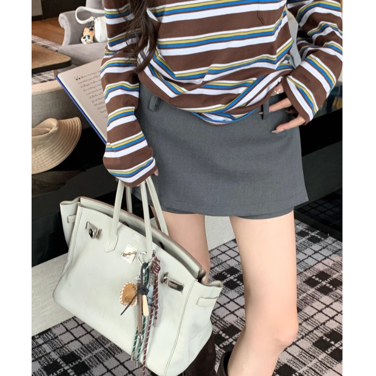 灰色半身裙裙裤女春夏新款显瘦休闲短款a字西装短裤假两件短裙子