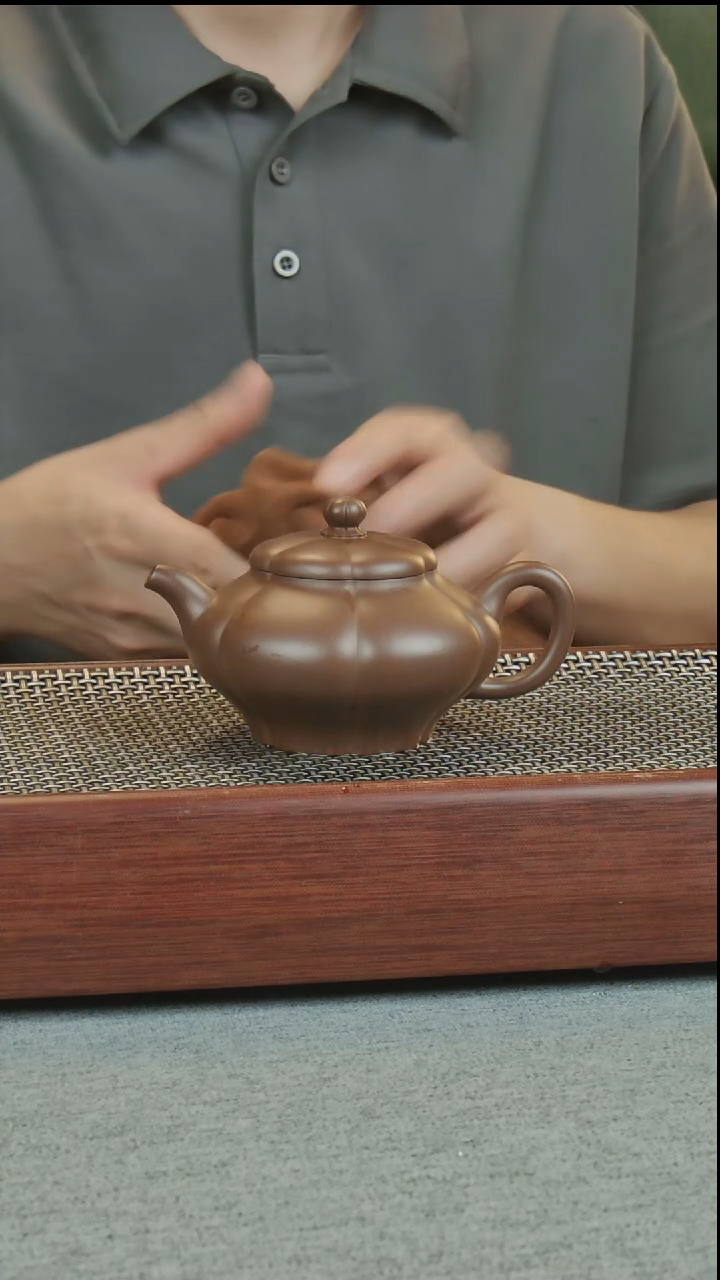 茶壶紫砂全手经纹紫砂壶175cc