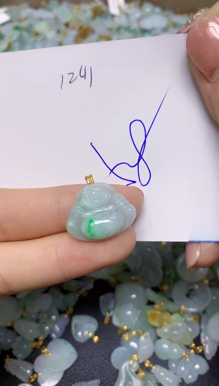 【闪购商品】翡翠挂件18K金镶嵌 天然翡翠A货