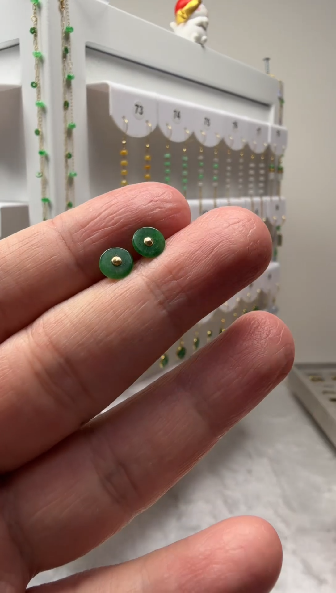 18K金镶嵌翡翠耳饰缅甸天然翡翠a货