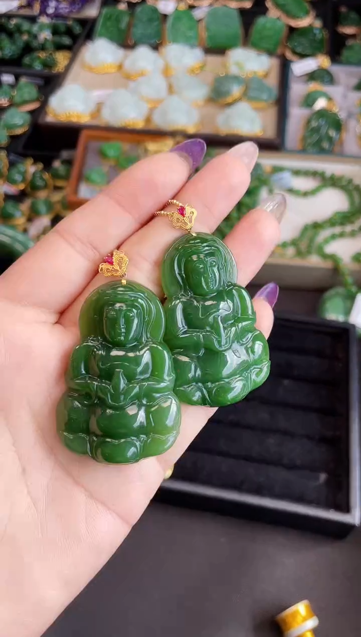 【闪购商品】和田玉吊坠18K金镶嵌50MM 多样性发一