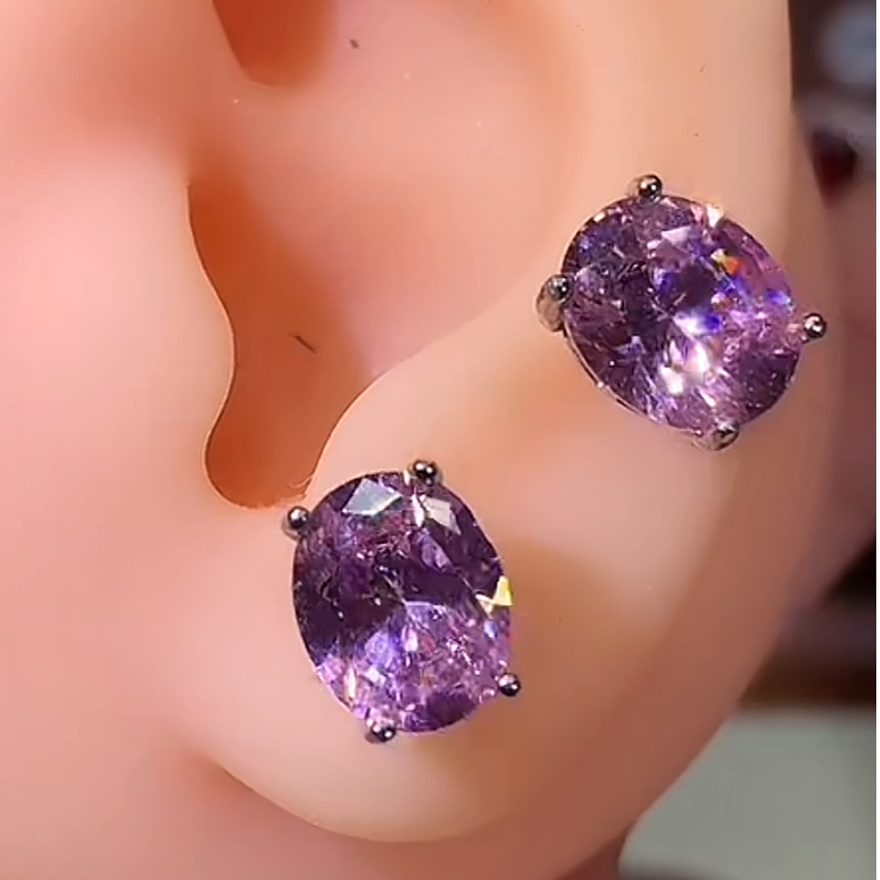 碧玺银镶耳饰白810