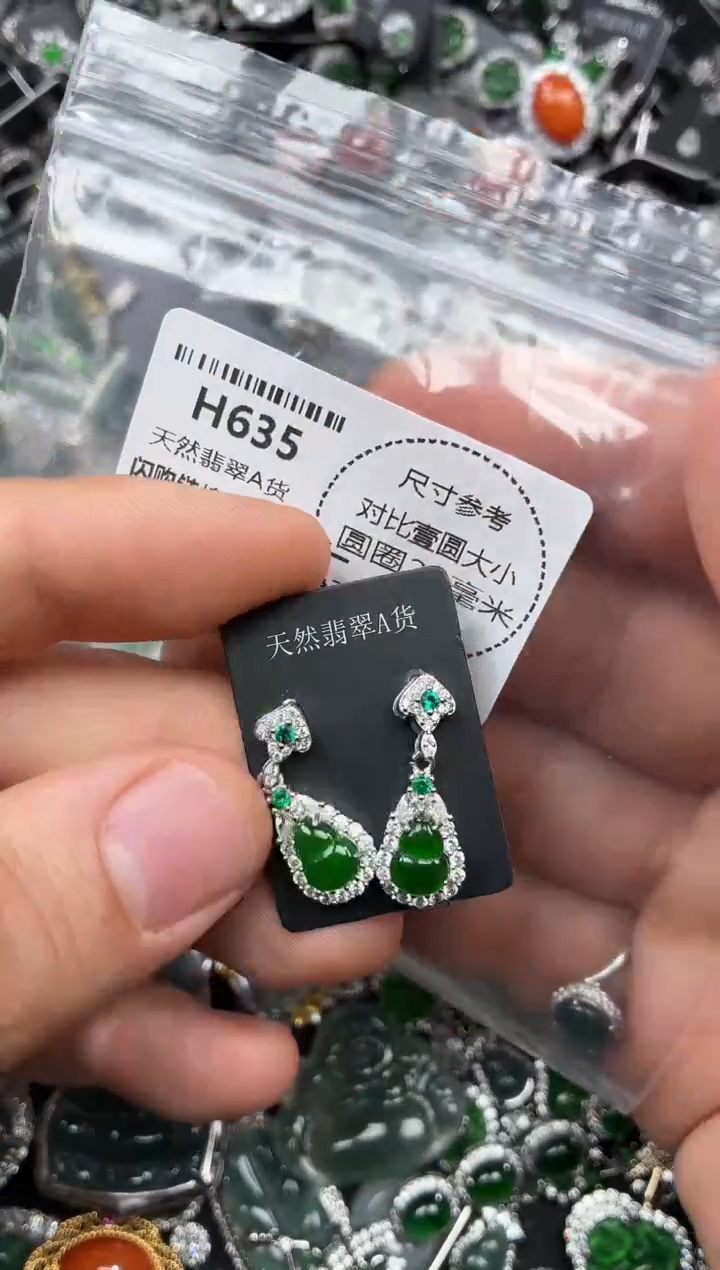 颈饰未镶嵌翡翠H635耳钉
