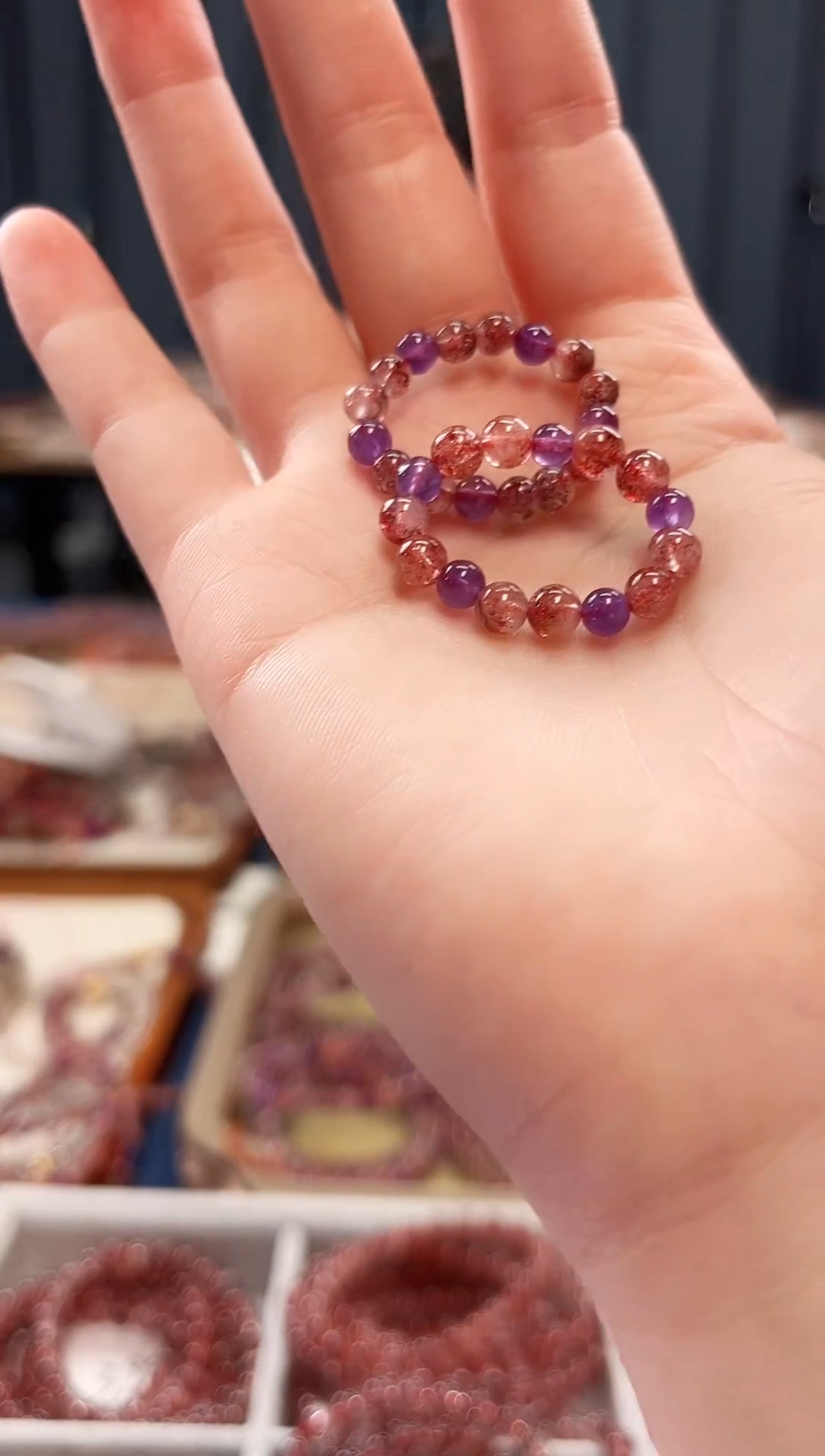 未镶嵌手串水晶金草莓超七戒圈4mm【多样性发一】