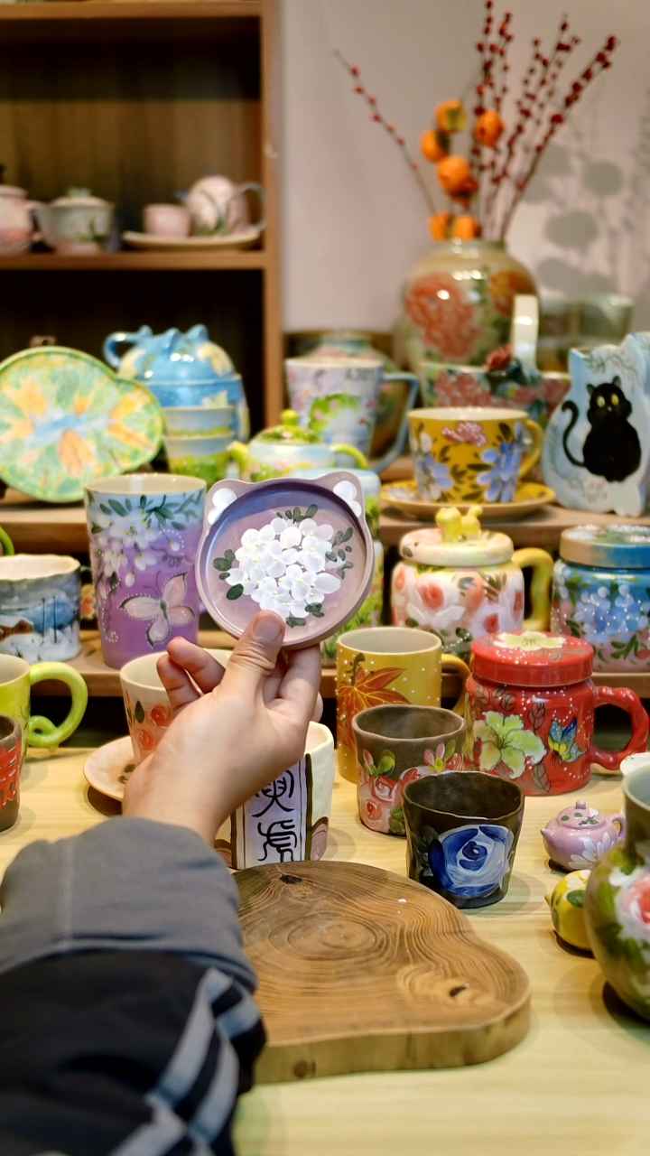 瓷片设计师款手绘釉下五彩陶瓷  瑕疵福利不来回2只装