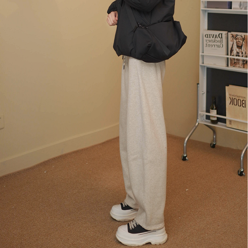 2025冬款加绒石墨烯时尚弯刀裤显瘦女高腰垂感裤运动宽松