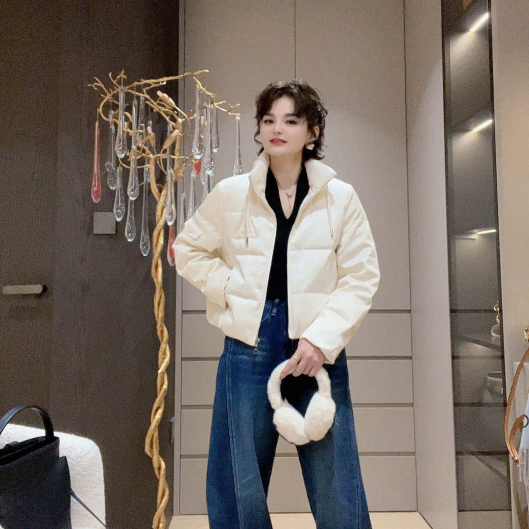 ZM25年新款设计款短款厚款宽松拉链加厚拼接羽绒服12012