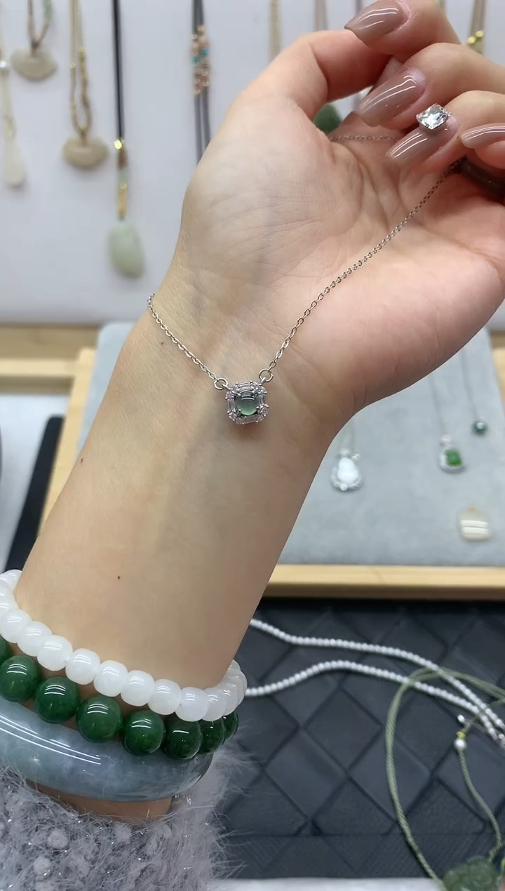 【闪购商品】翡翠颈饰银S925镶嵌项链4
