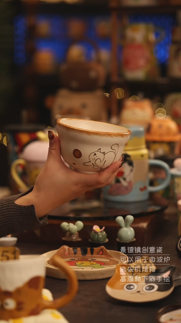 陶瓷景德镇可爱陶瓷釉下彩绘设计师款