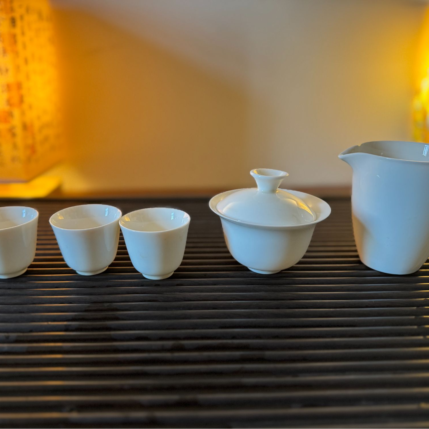 【白瓷套装】岩茶茶具套装1盖碗1公道杯3品茗杯白瓷盖碗