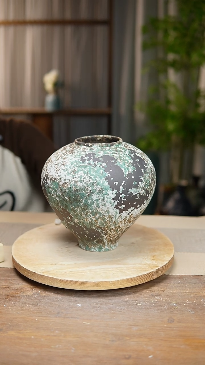 【闪购商品】陶瓷  花器涂鸦绿月亮罐