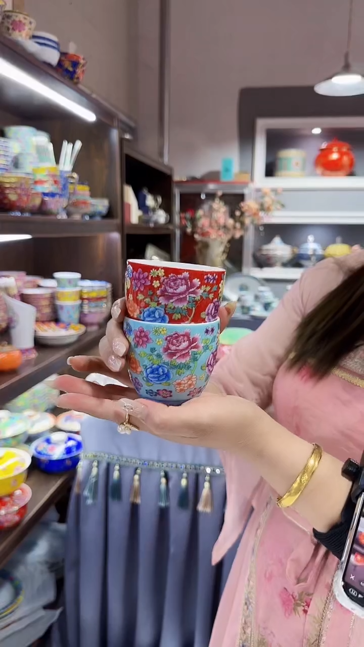 瓷片100CC茶杯2个景德镇陶瓷