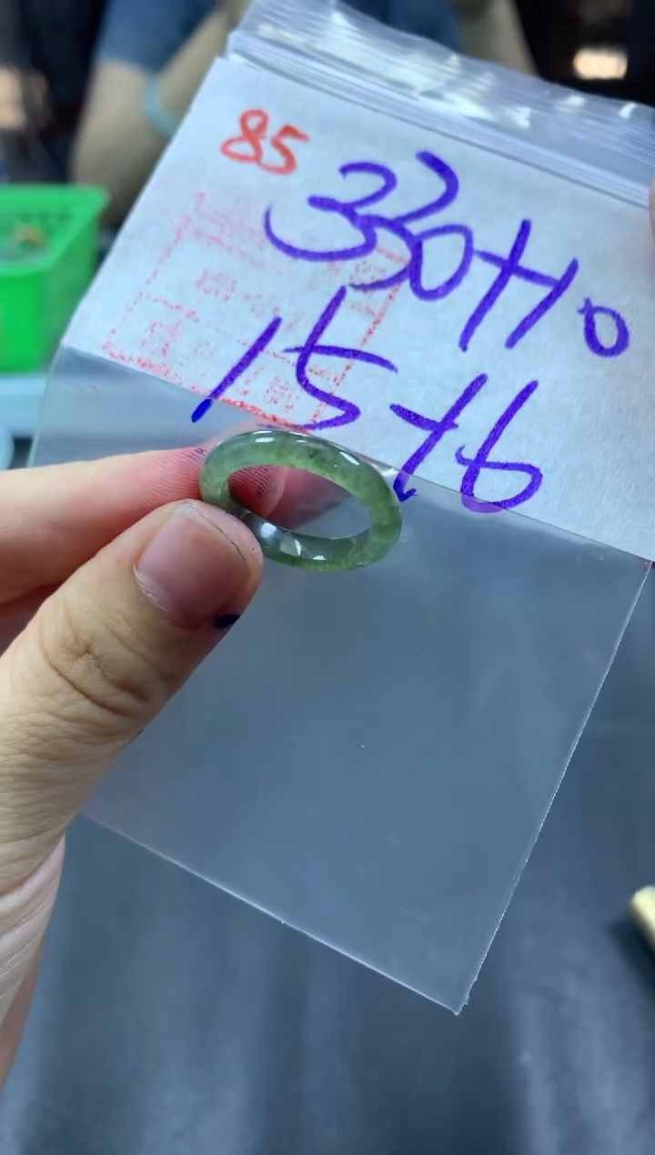 未镶嵌定制翡翠戒圈15-16#340毛货需精细抛光