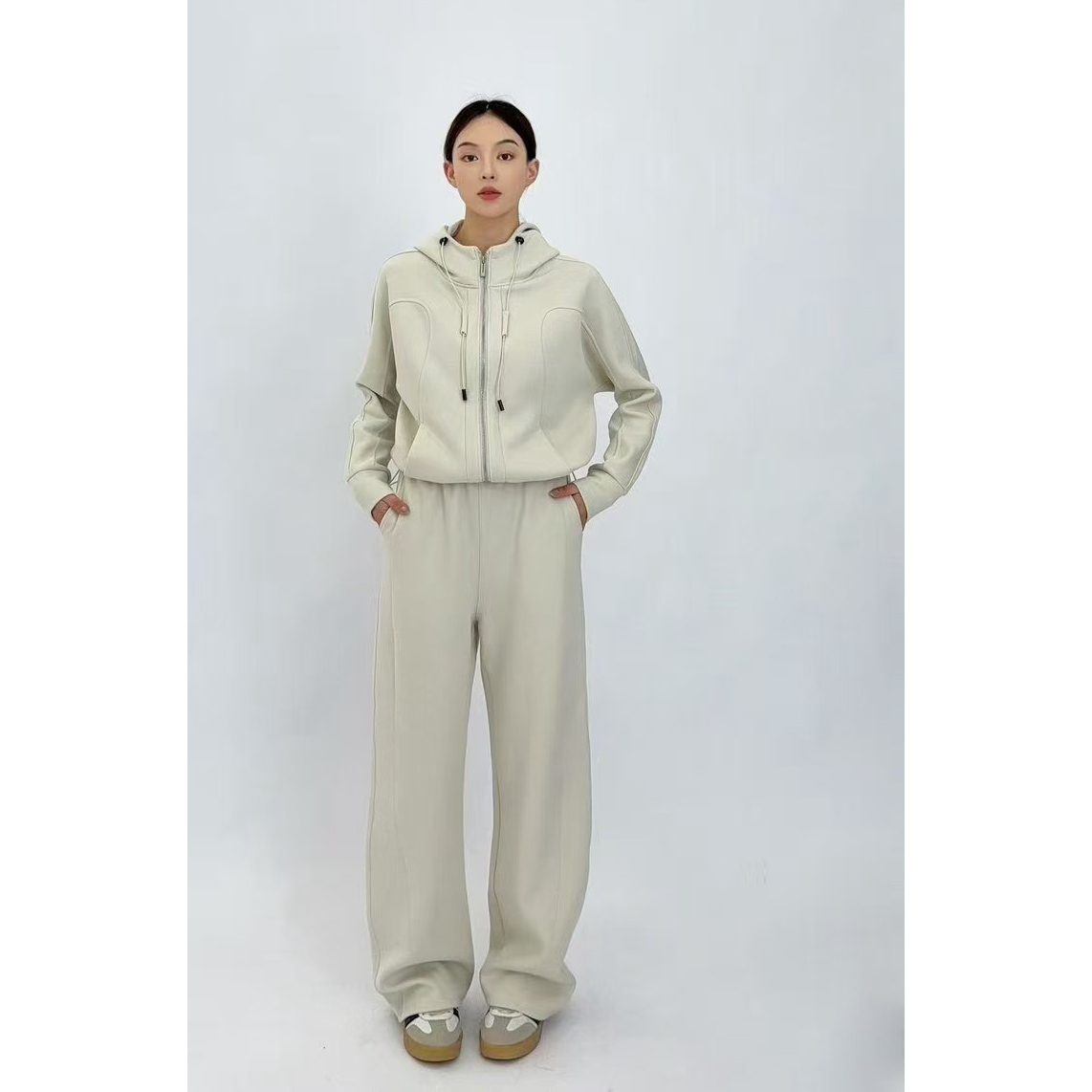 M1450时尚百搭纯色上衣+裤子两件套装衣长54 裤子102 款号GY5128