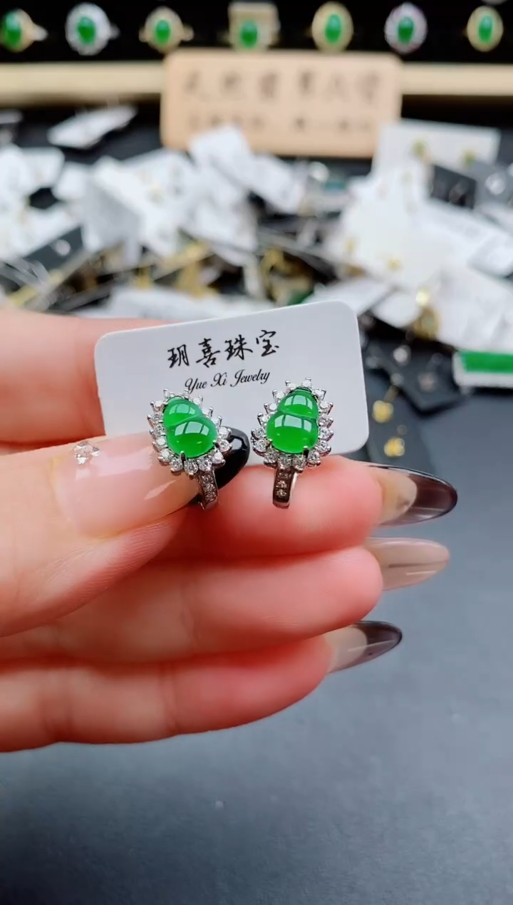 银S925镶嵌戒指翡翠1