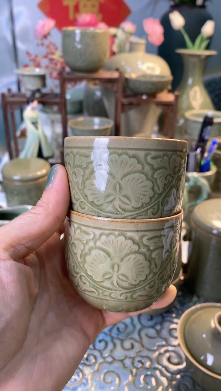 【闪购商品】微瑕TS032牡丹直 不倒杯 两只
