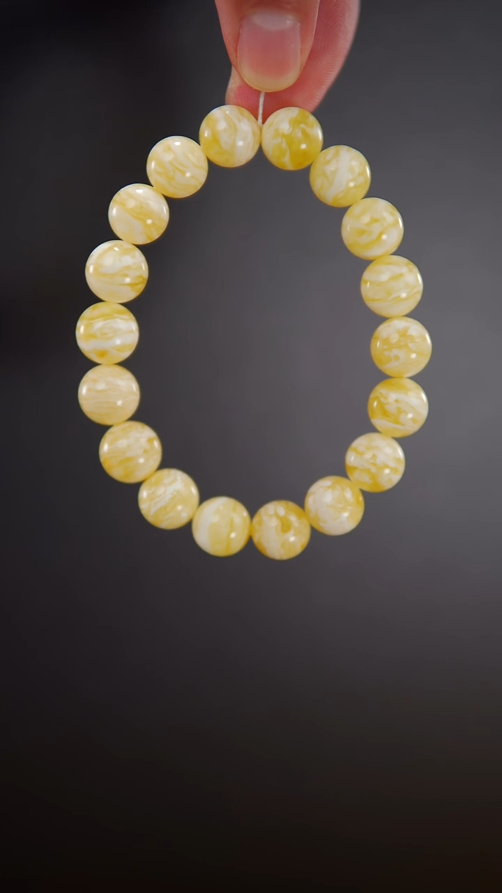 未镶嵌琥珀手链同料虎皮圆珠手串12.2