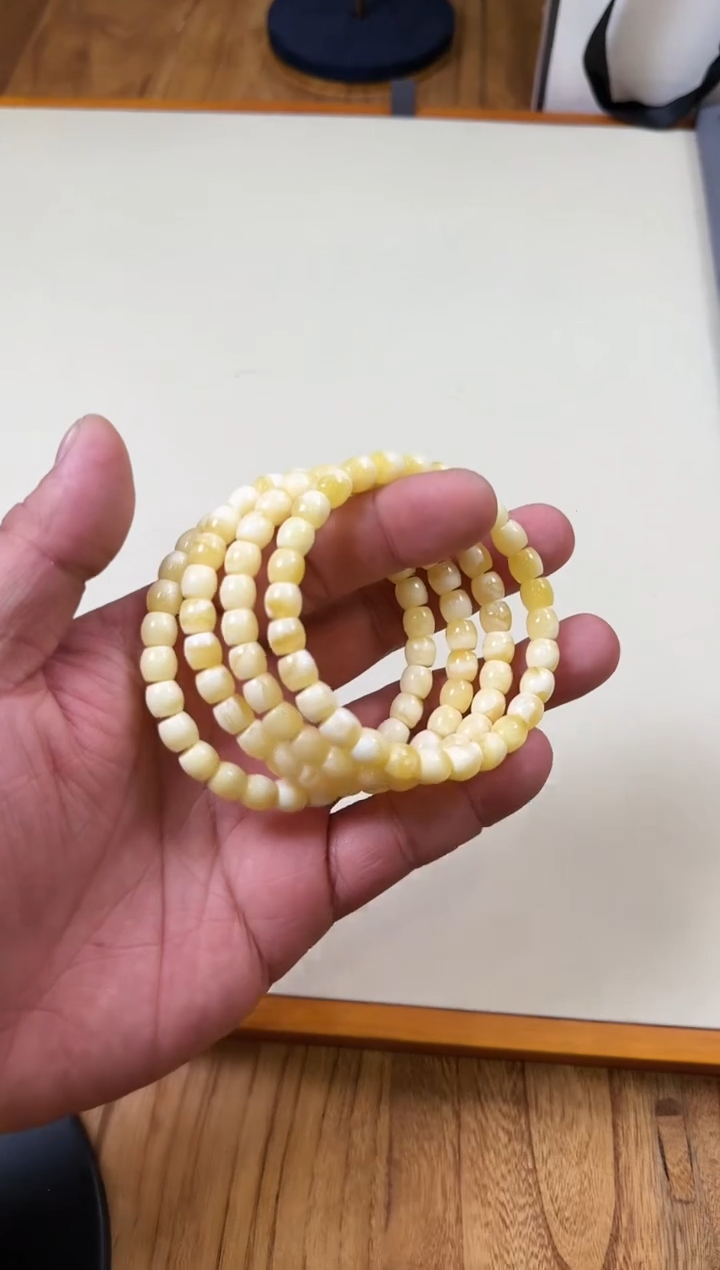【闪购商品】蜜蜡手串未镶嵌无同1（111）金白