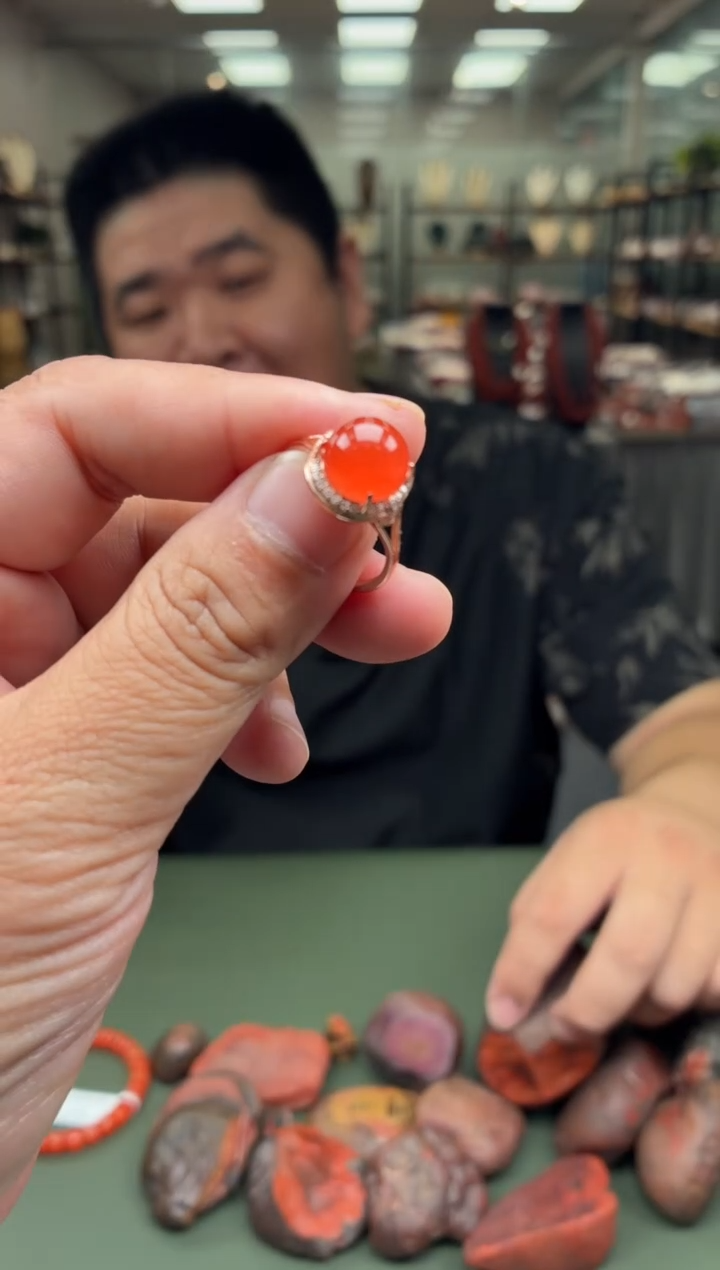 南红玛瑙银S925镶嵌戒指一个 多样性发货