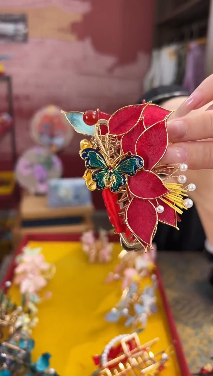 【闪购商品】刺绣 非遗绒花缠花手工（抓夹 ） 