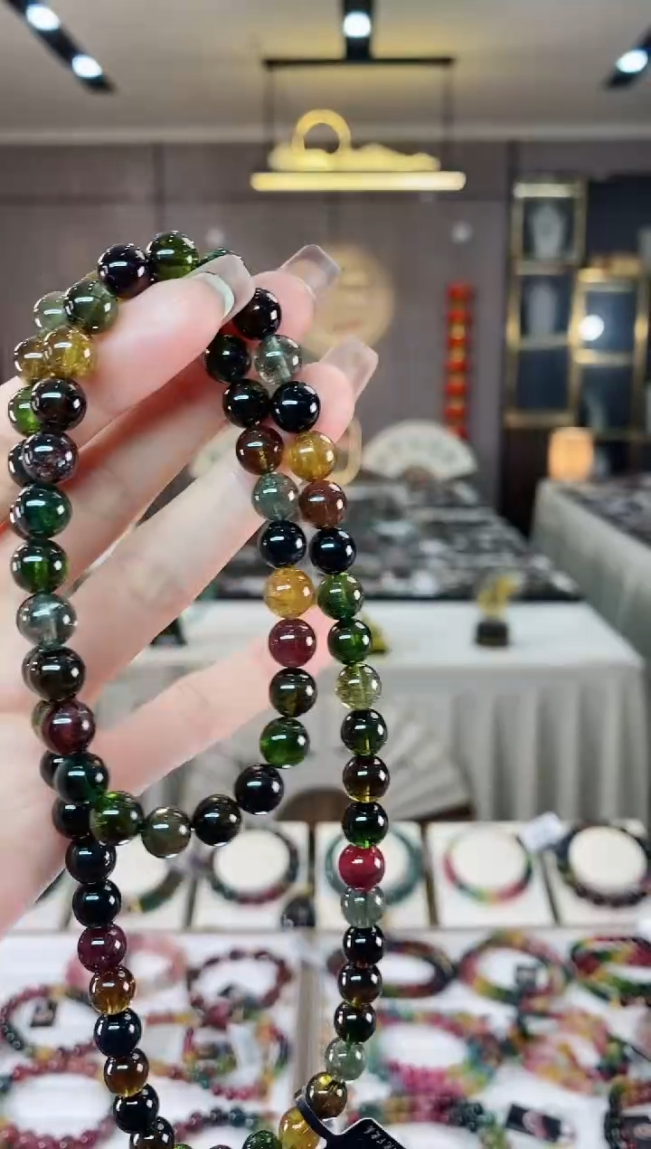 【闪购商品】碧玺三圈手串8mm+未镶嵌一物一证dan