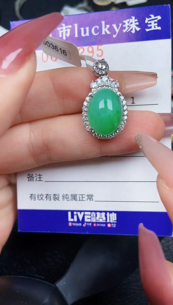 翡翠银S925镶嵌颈饰5295