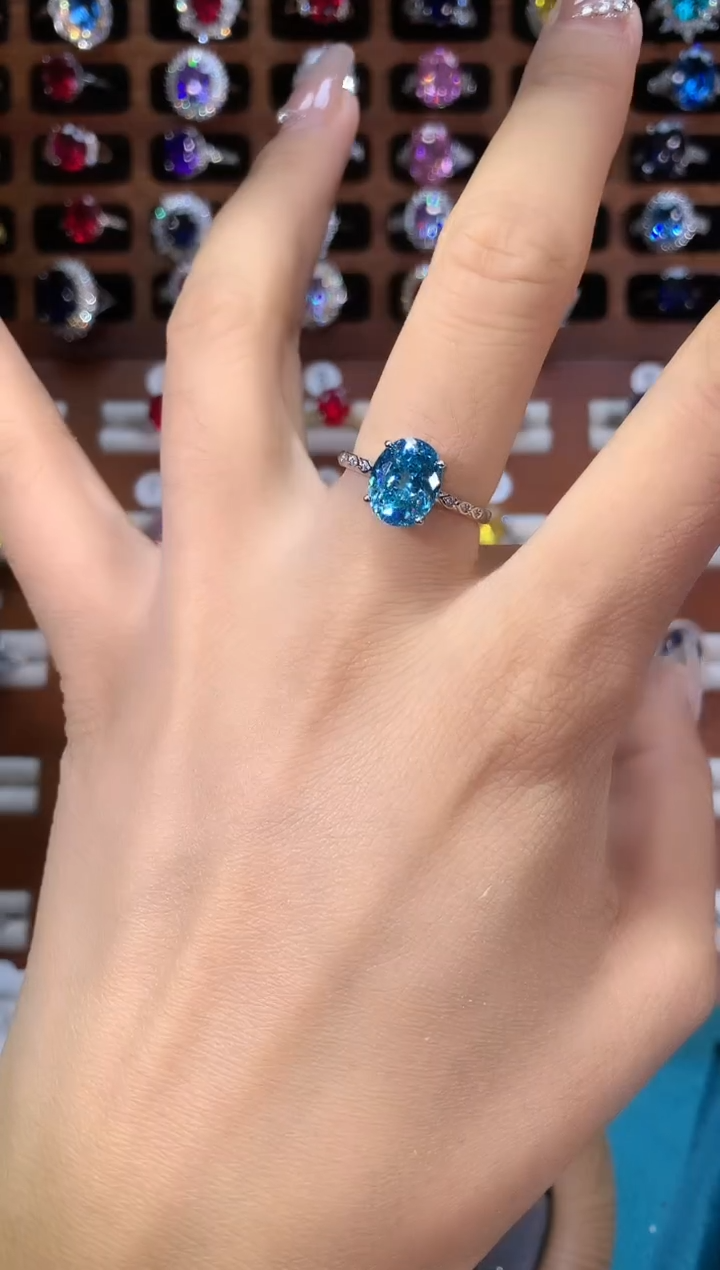 银S925镶嵌戒指碧玺810白鸟巢切