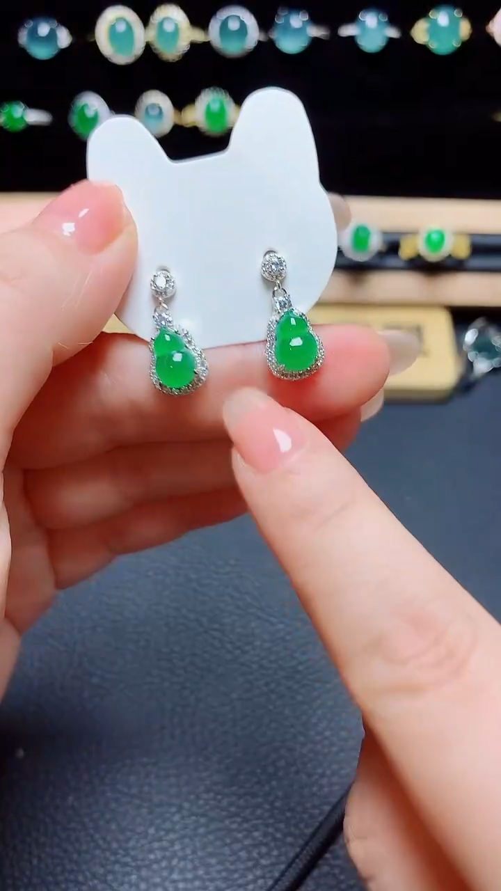 翡翠戒指银S925镶嵌 天然翡翠A货s925银镶