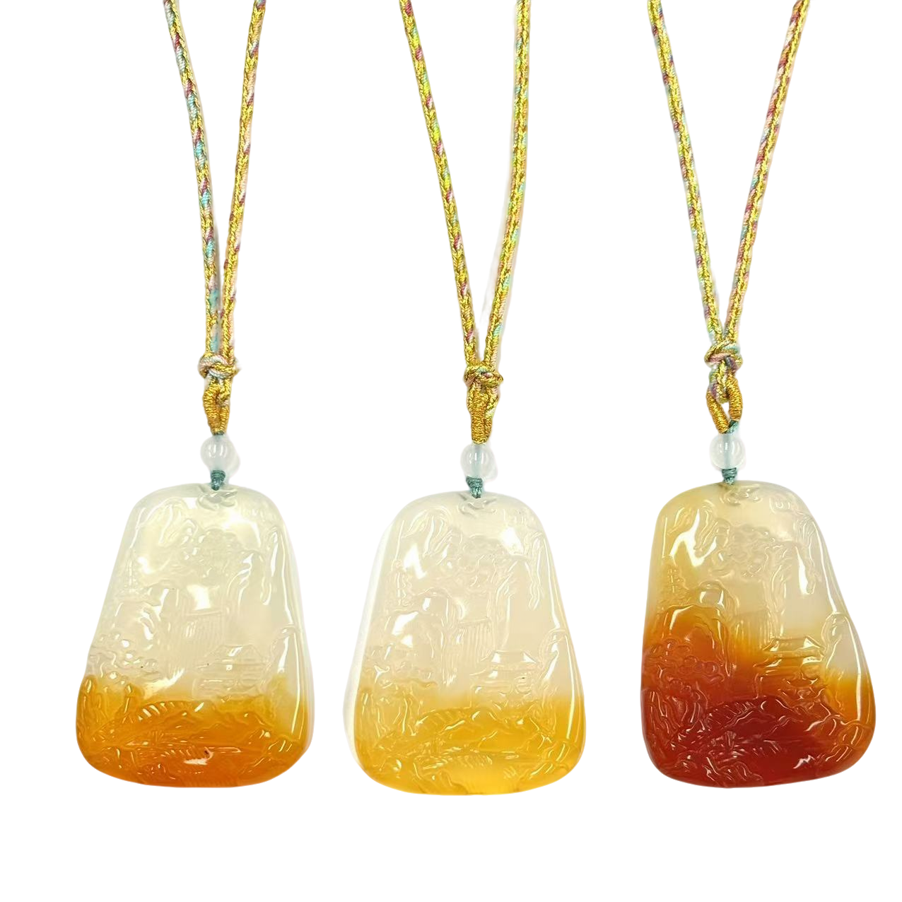 【符老板】y2547-国风设计九心火莲玛瑙山水牌吊坠-多样性只发一件