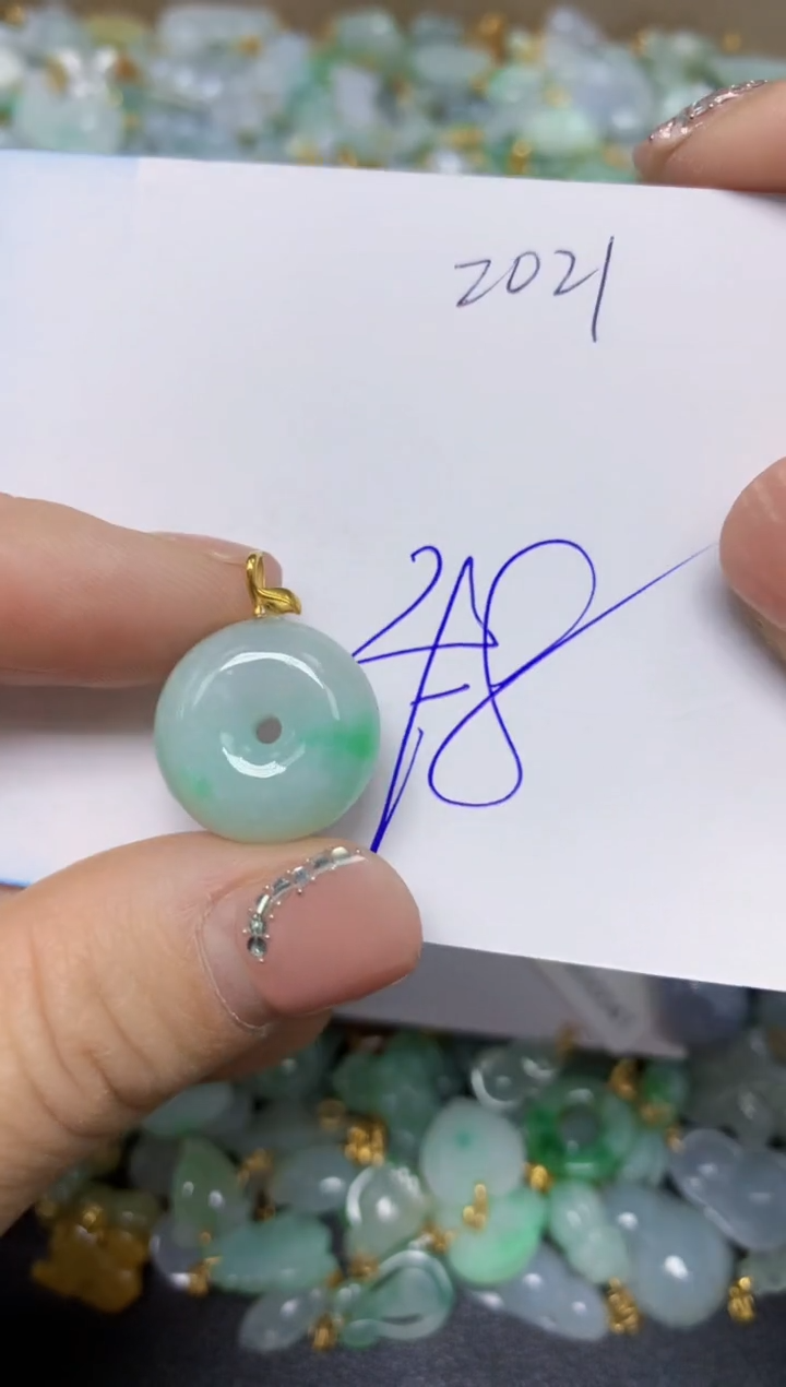 【闪购商品】翡翠挂件18K金镶嵌 天然翡翠A货