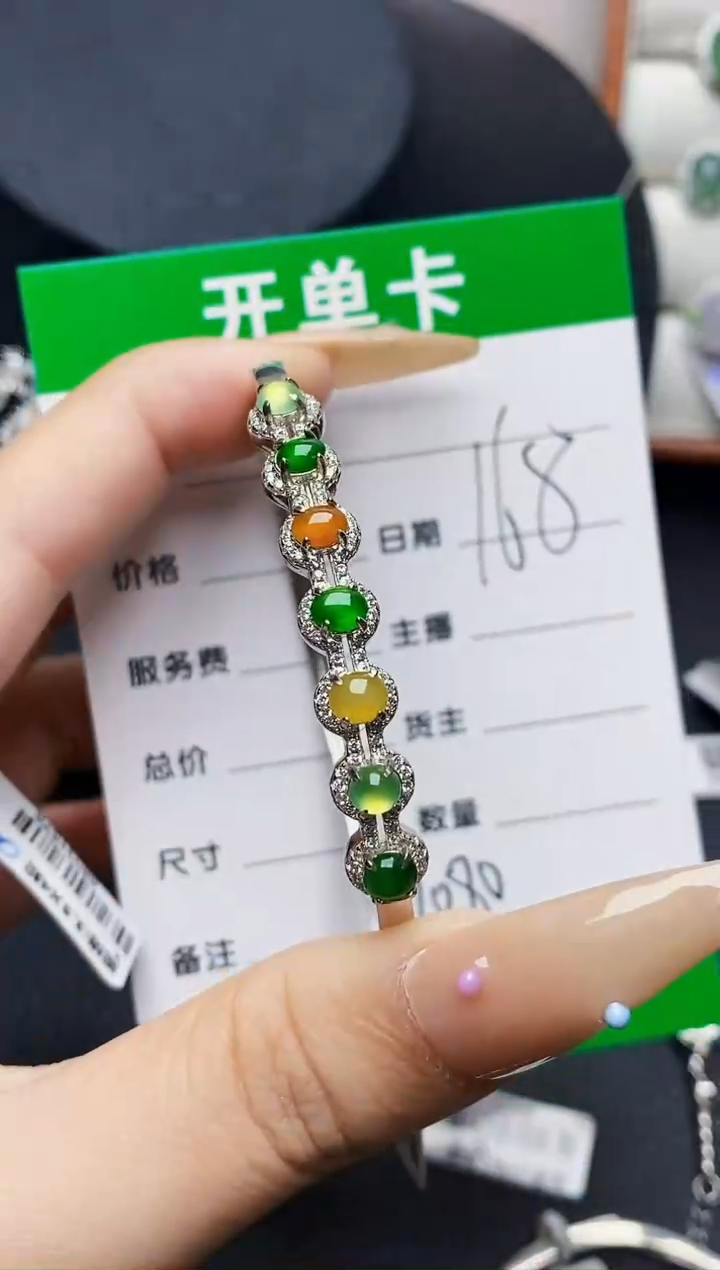 翡翠戒指银S925镶嵌1080