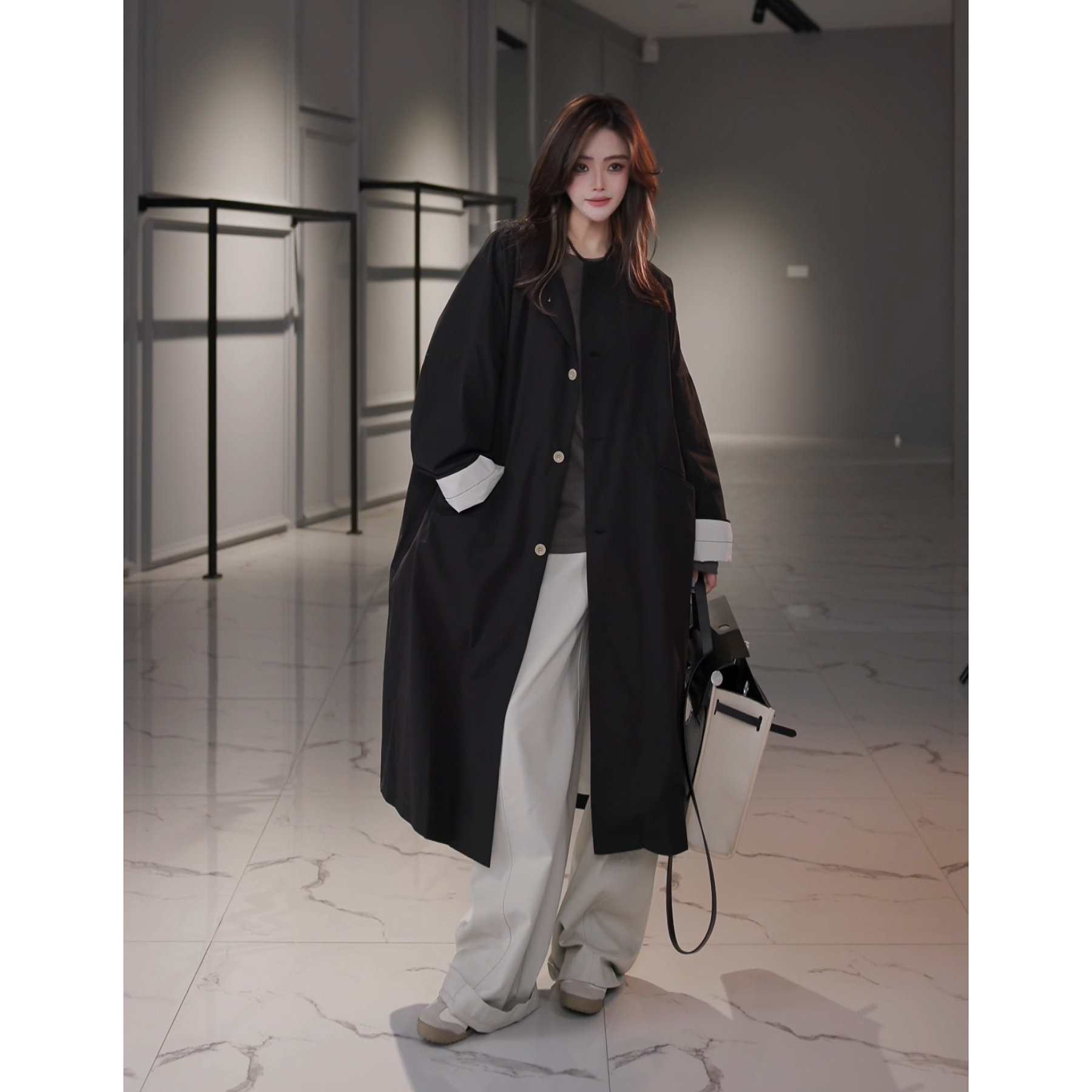 【思语】 CC8010 设计师款轻薄款风衣长外套