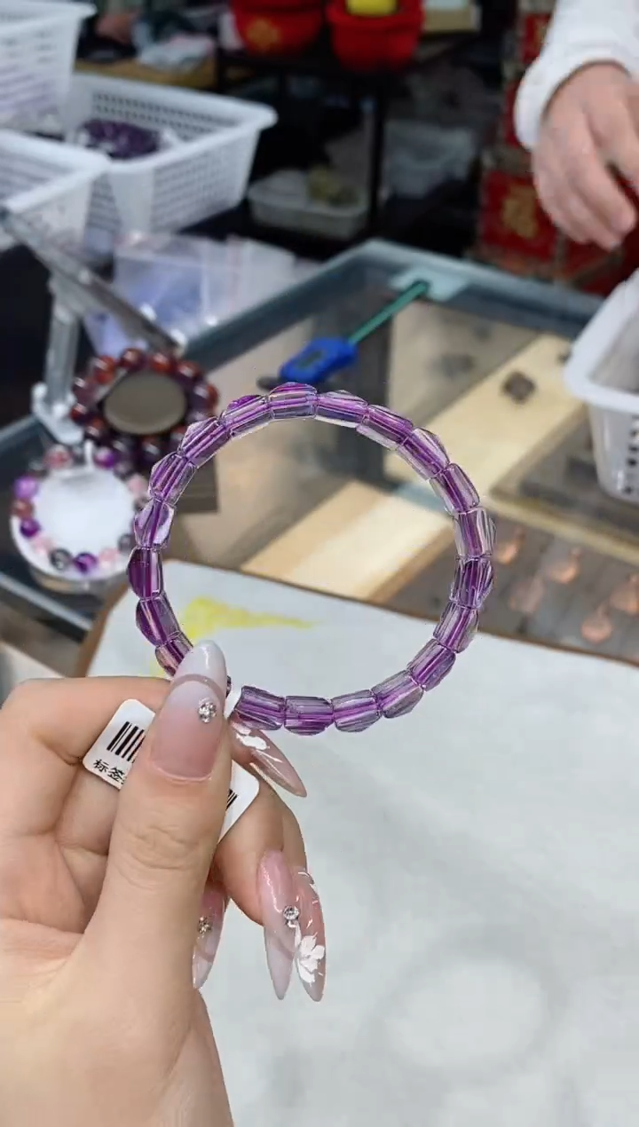 【闪购商品】水晶手串未镶嵌b7983紫水晶手牌