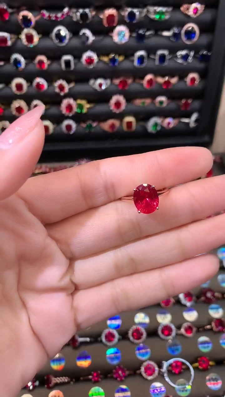 【闪购商品】红宝石戒指银S925镶嵌911玫瑰金