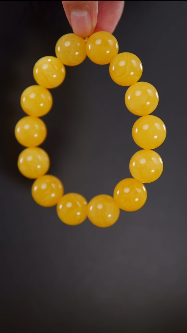 手链琥珀未镶嵌焦皮料圆珠手串40.23