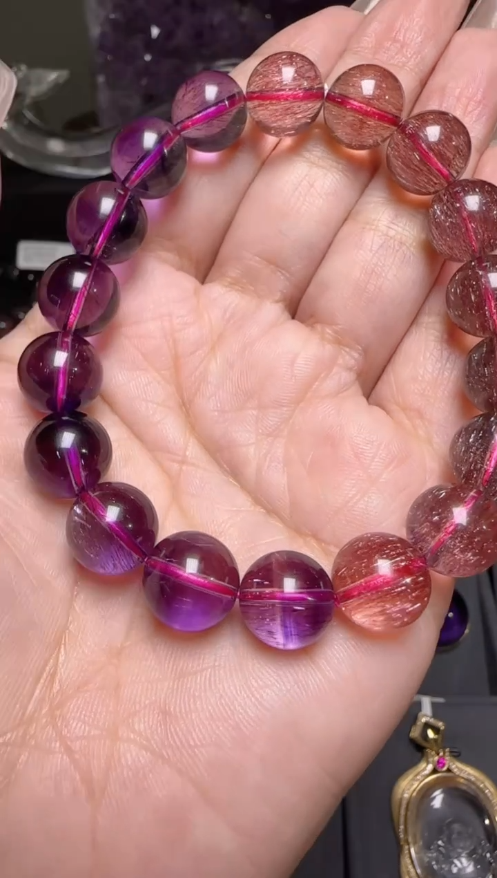 【闪购商品】水晶手串未镶嵌紫红超七手串11m+ JP37568成成