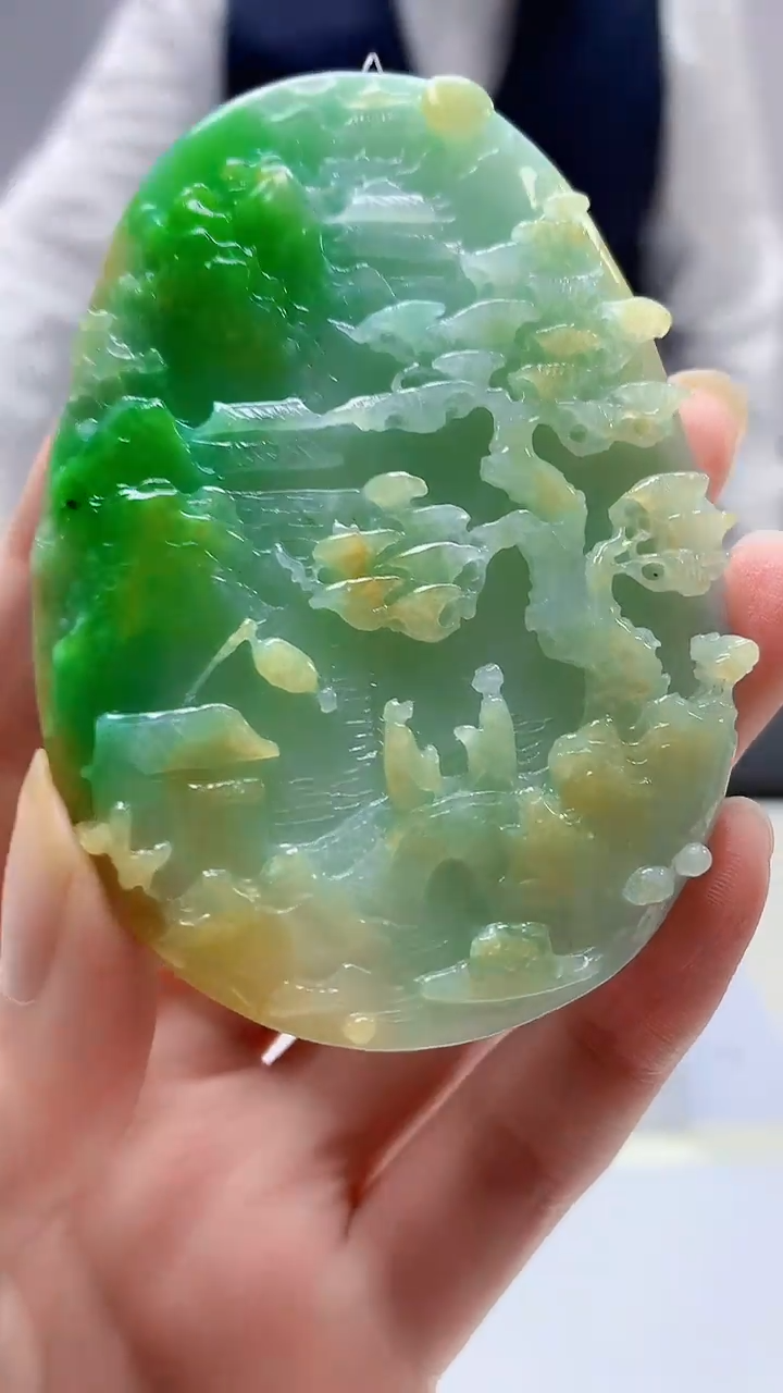 【闪购商品】定制翡翠未镶嵌4688zm-毛货赠珠链山水322