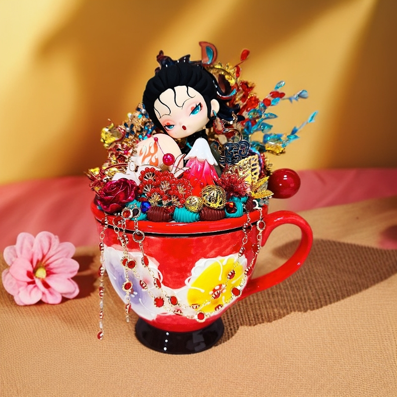 【青货福利】创意手工DIY杯子可爱女孩定制奶油胶陶瓷摆件水杯