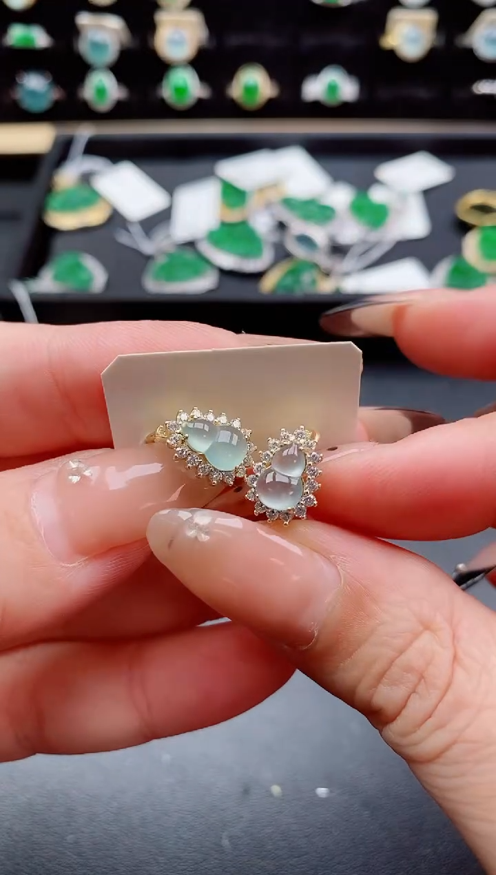 银S925镶嵌戒指翡翠1