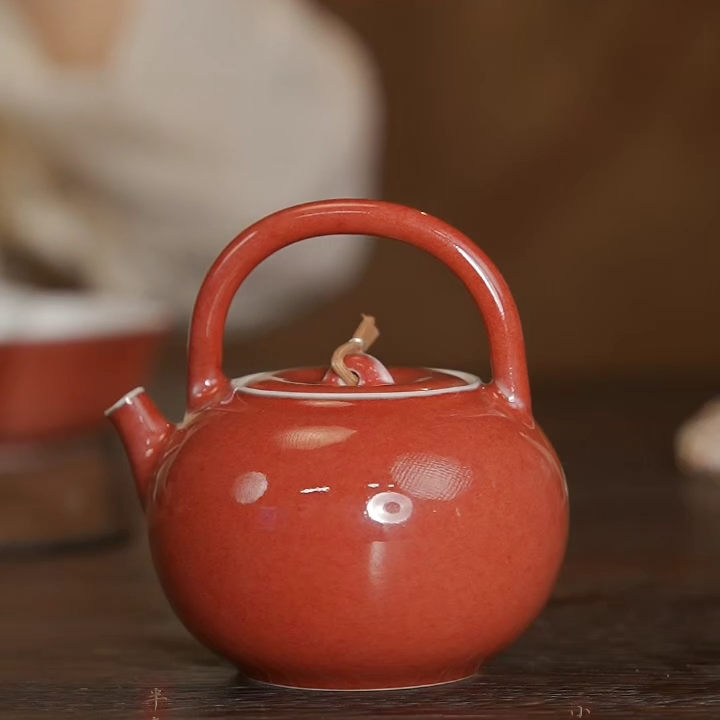 【非遗好物】半斋-豇豆红小胖墩提梁壶-公道杯通用链接链