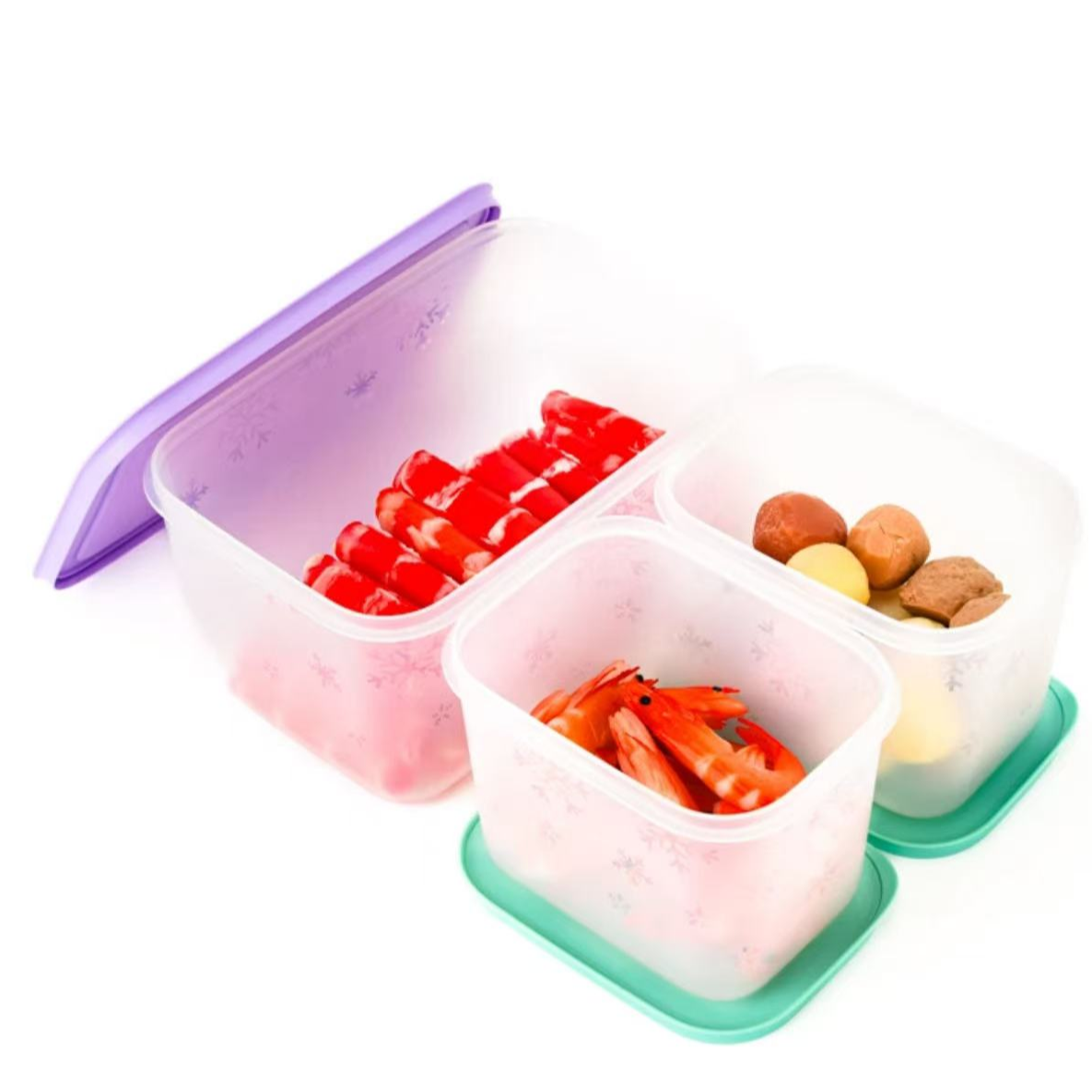 特百惠冷冻保鲜套装1.1L/2.5L大容量家用冰箱肉类保鲜密封储藏盒