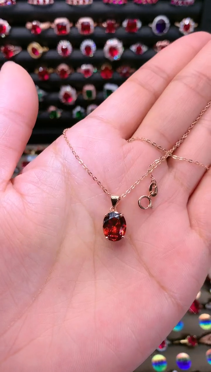 【闪购商品】石榴石吊坠(赠链)银S925镶嵌810