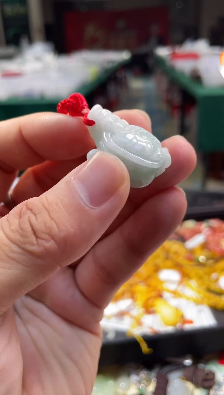 翡翠18K金镶嵌吊坠(不含链)龙龟