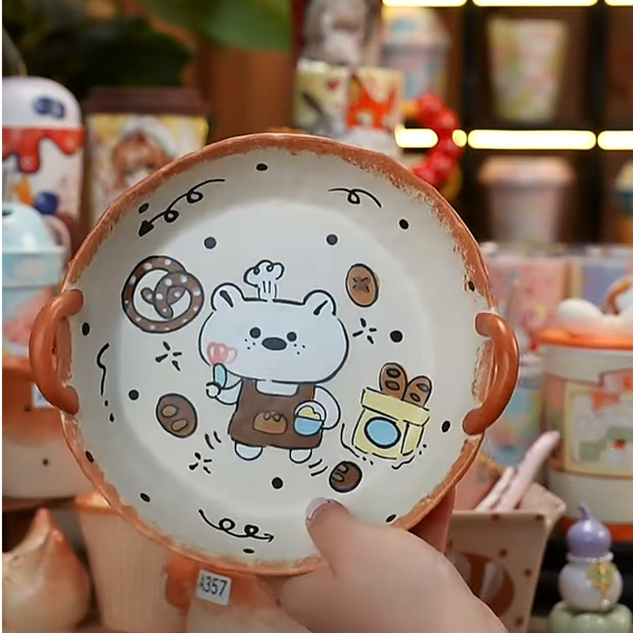 A379小猫套系杯手工杯子勺子碗盘子手绘创意