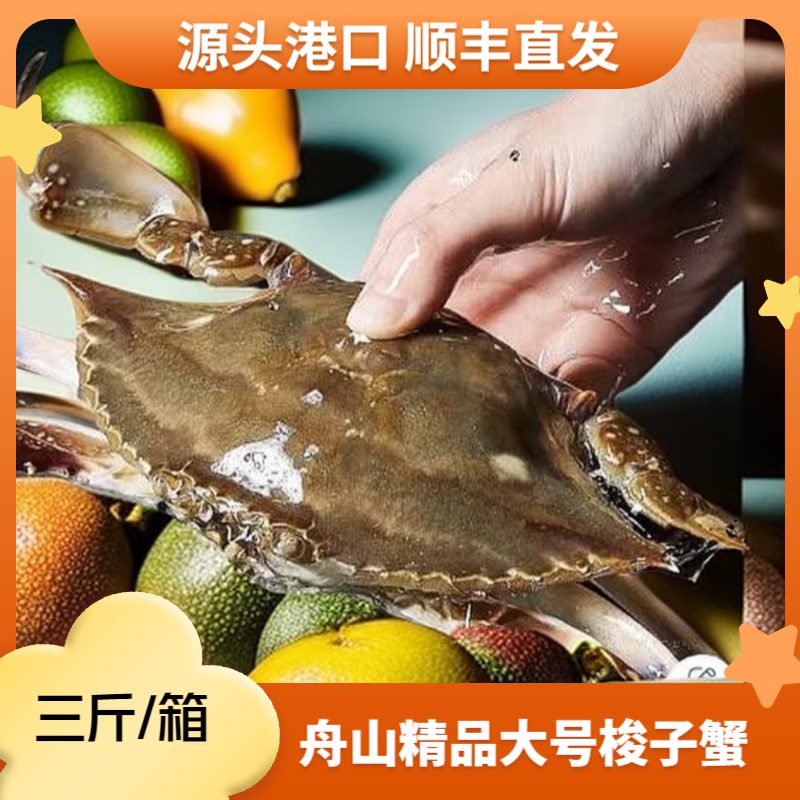 【公蟹】舟山海捕液氮活冻梭子蟹公蟹2-4两/只3斤左右/箱到手9大只顺丰包邮【冻蟹】海鲜梭子蟹同城