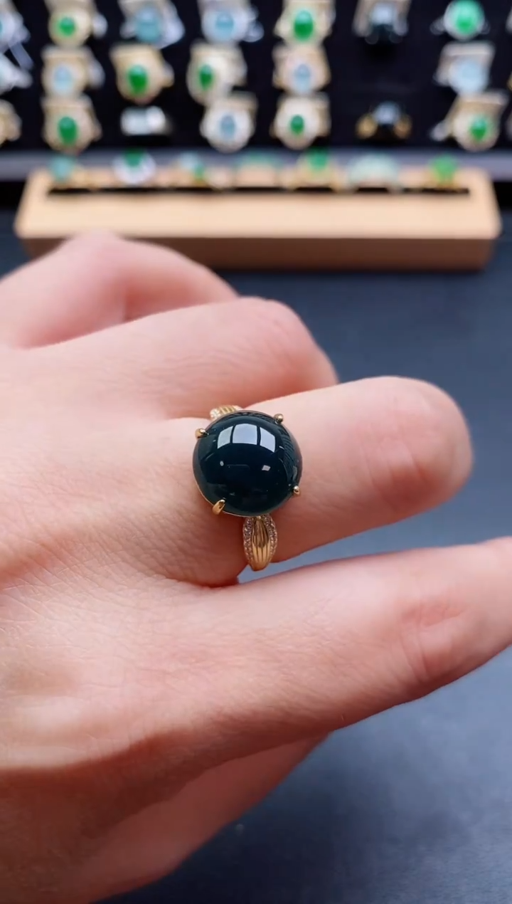 银S925镶嵌戒指翡翠1