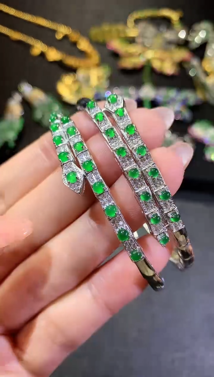 【闪购商品】翡翠手镯银S925镶嵌185手镯（多样性发货一件