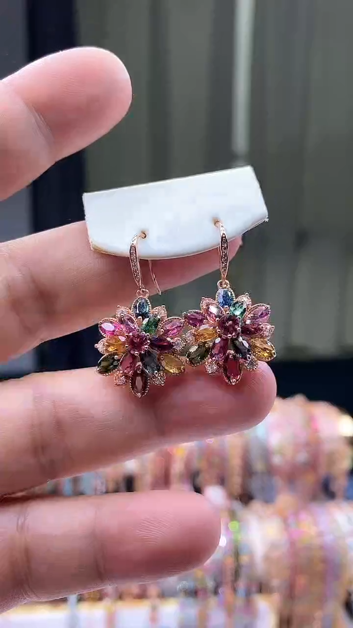 【闪购商品】碧玺耳钩银S925镶嵌1561556651165