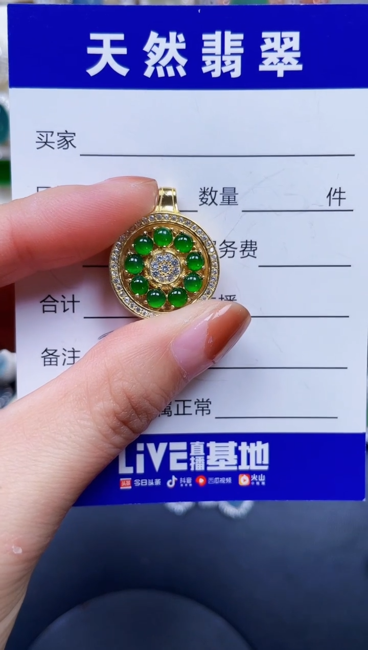 颈饰银S925镶嵌翡翠372